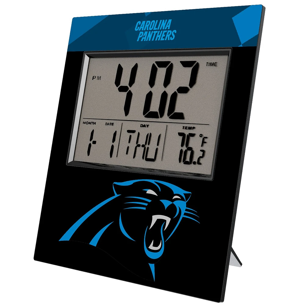 Keyscaper Carolina Panthers Color Block Digital Desk Clock