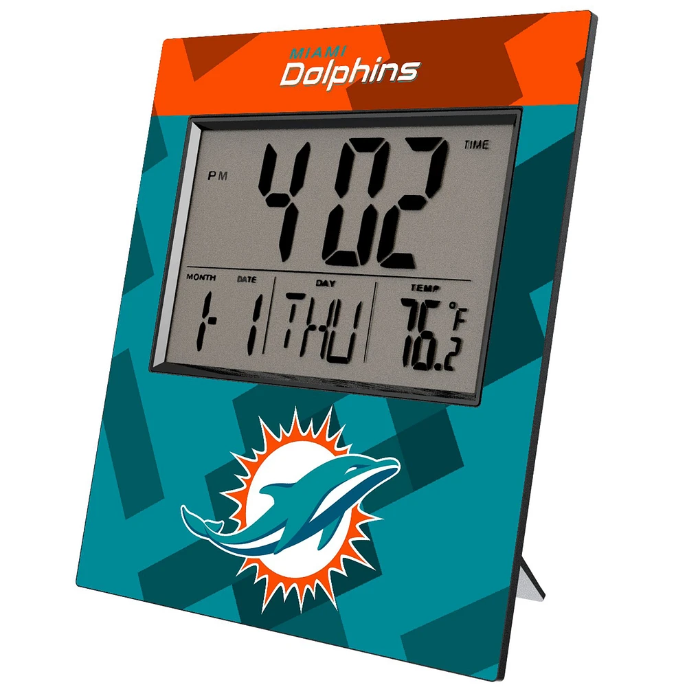 Keyscaper Miami Dolphins Color Block Digital Desk Clock
