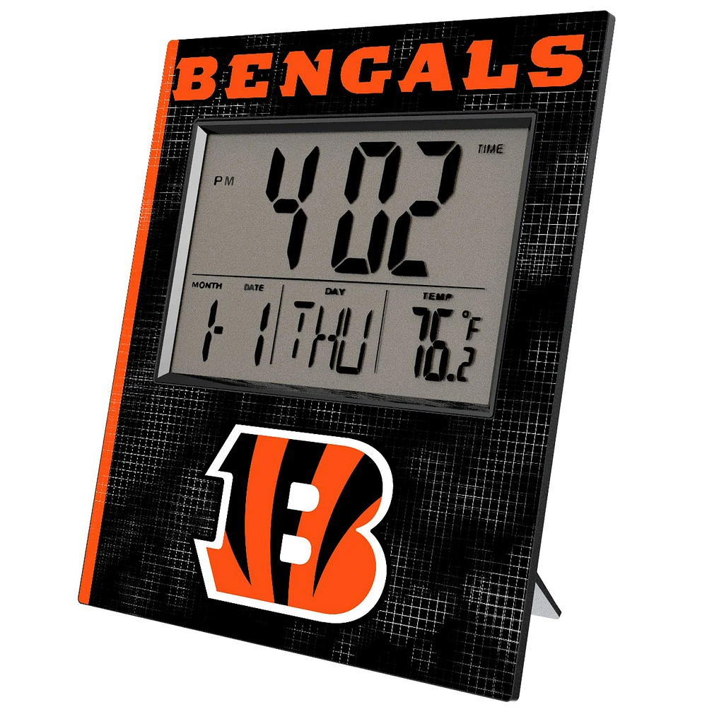 Keyscaper Cincinnati Bengals Cross Hatch Digital Desk Clock
