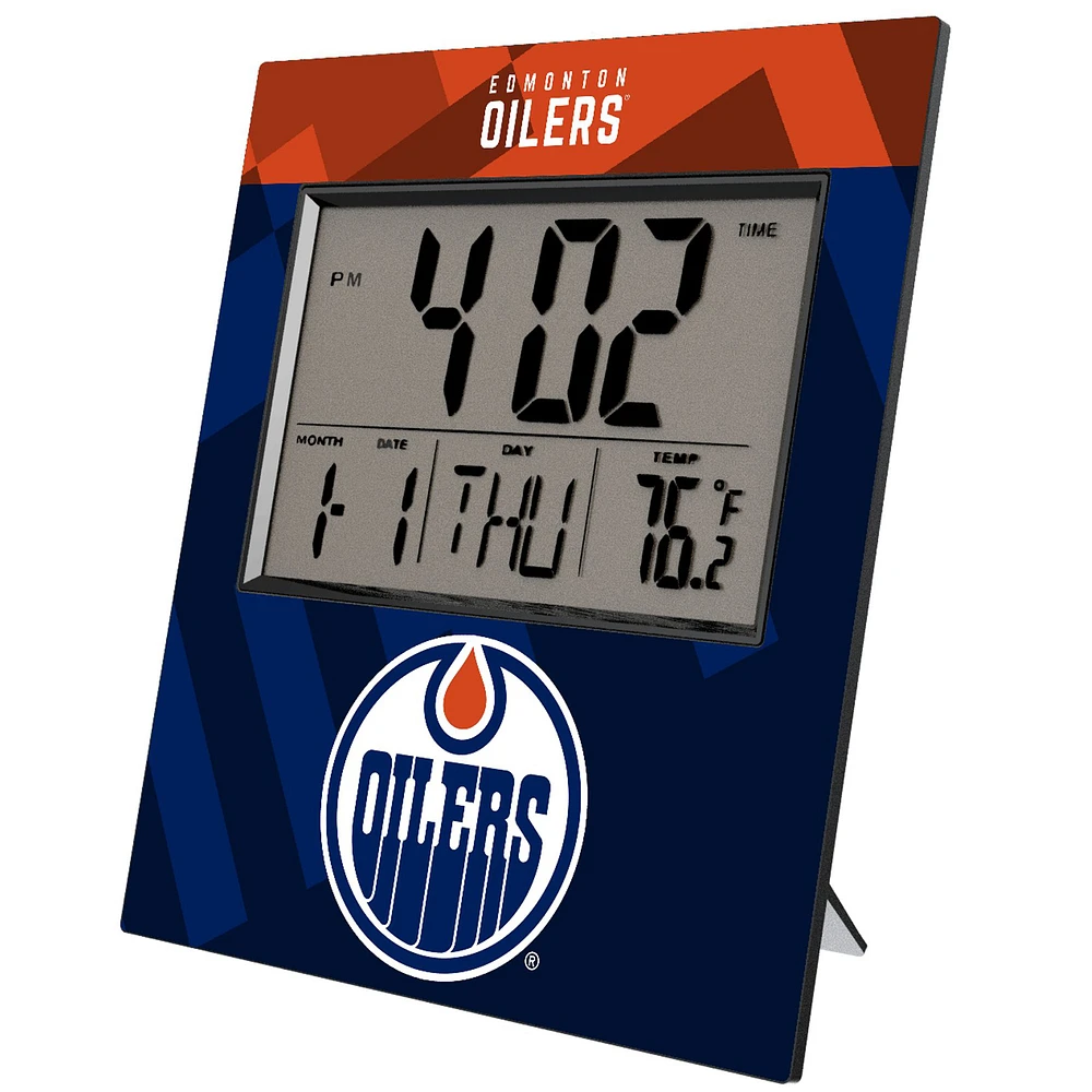 Keyscaper Edmonton Oilers Color Block Digital Desk Clock