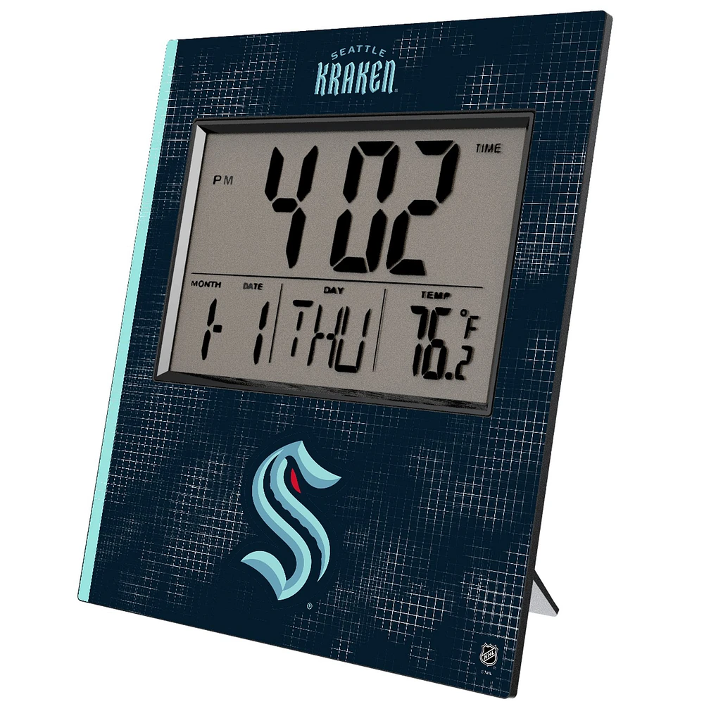 Keyscaper Seattle Kraken Cross Hatch Digital Desk Clock