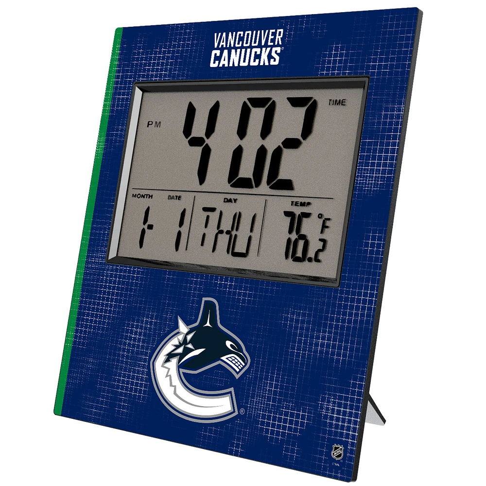 Keyscaper Vancouver Canucks Cross Hatch Digital Desk Clock