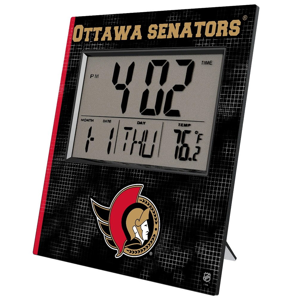 Keyscaper Ottawa Senators Cross Hatch Digital Desk Clock