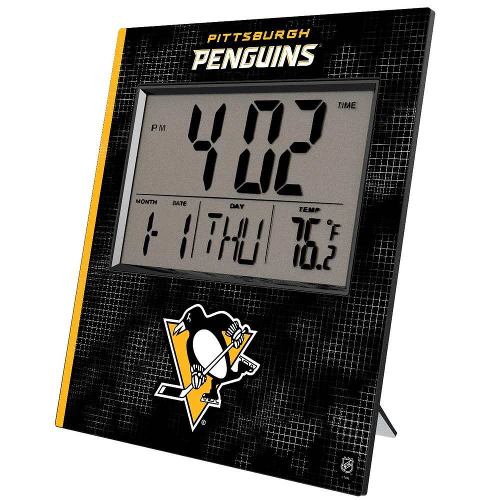 Keyscaper Pittsburgh Penguins Cross Hatch Digital Desk Clock