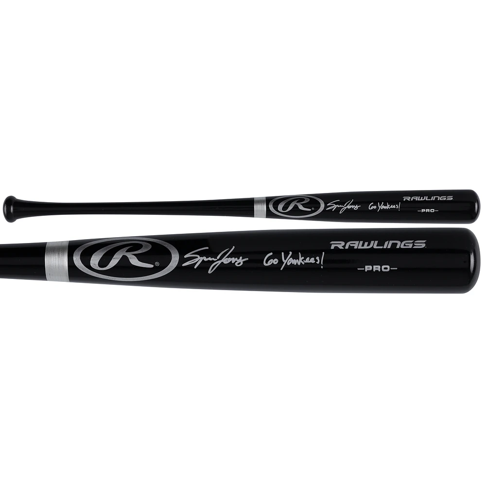 Spencer Jones New York Yankees Autographed Black Rawlings Pro Bat with "Go Yankees!" Inscription