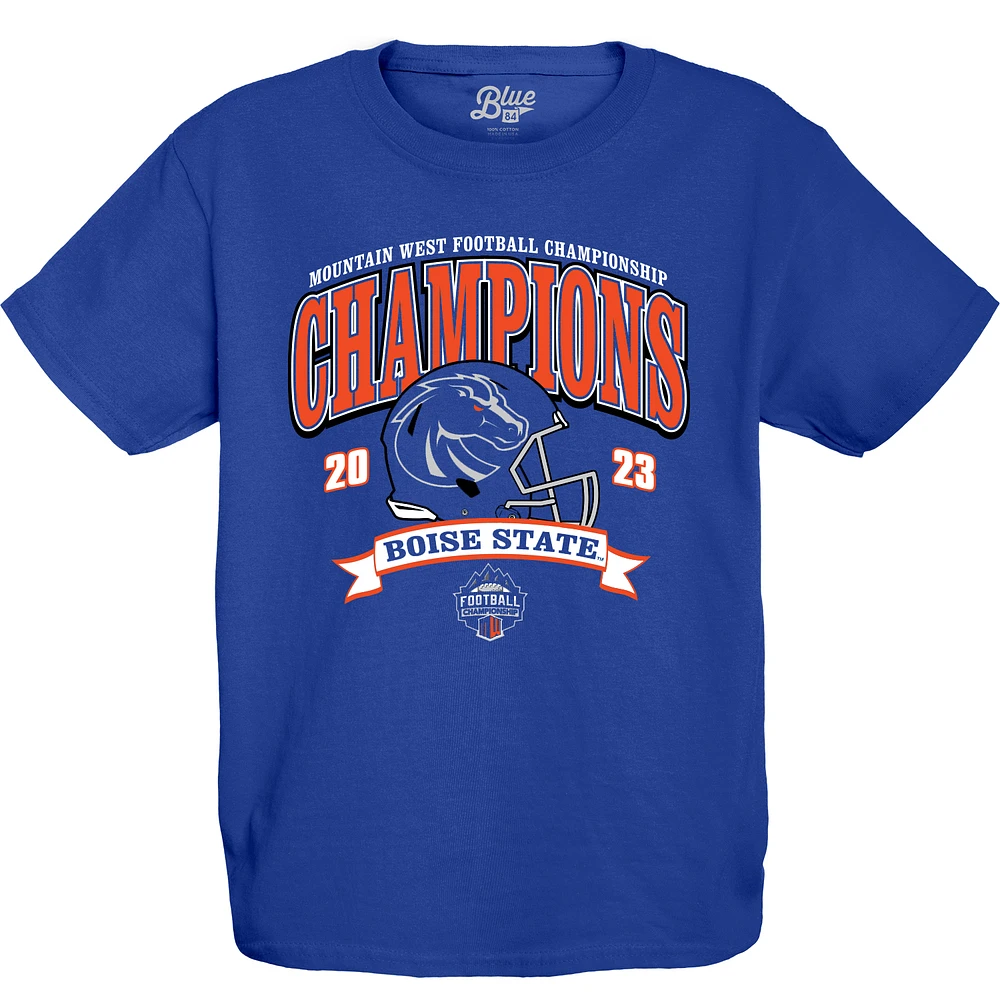 Youth Blue 84 Royal Boise State Broncos 2023 Mountain West Football Conference Champions T-Shirt