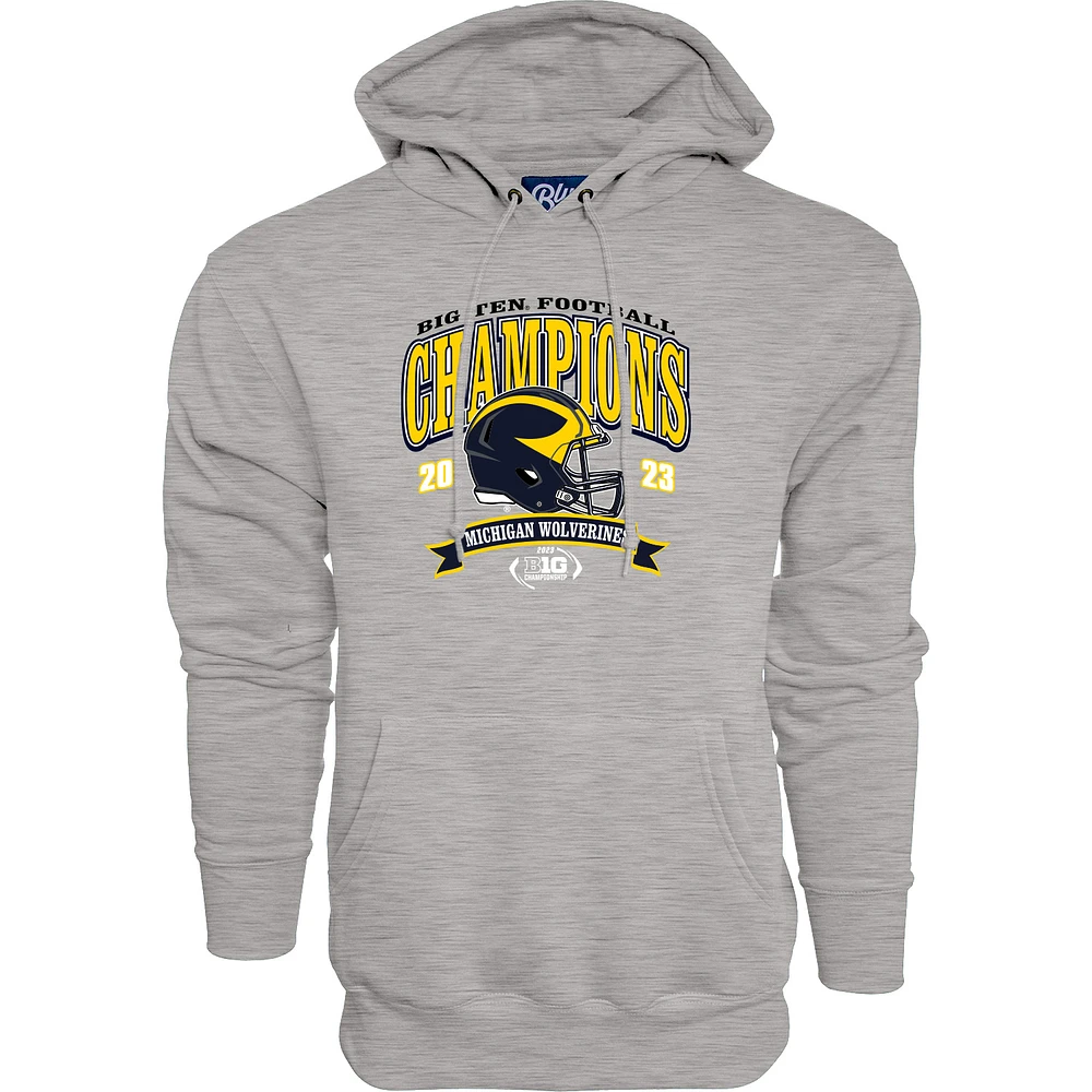 Men's Blue 84 Gray Michigan Wolverines 2023 Big Ten Football Conference Champions Pullover Hoodie