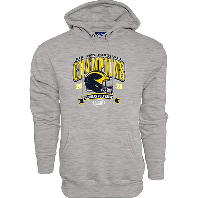 Men's Blue 84 Gray Michigan Wolverines 2023 Big Ten Football Conference Champions Pullover Hoodie