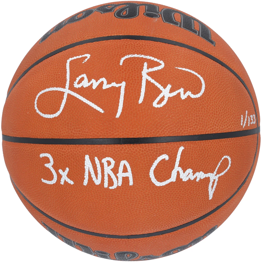 Larry Bird Boston Celtics Autographed Wilson Official Game Basketball with "3x NBA Champ" Inscription
