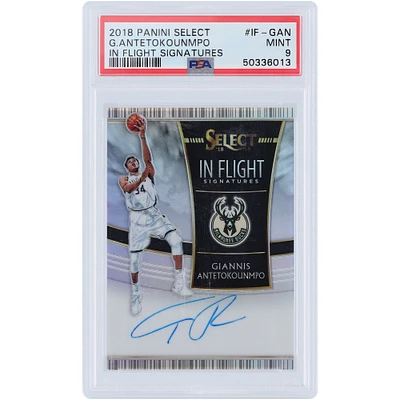 Giannis Antetokounmpo Milwaukee Bucks Autographed 2018-19 Panini Select In Flight #IF-GAN #26/49 PSA Authenticated 9 Card