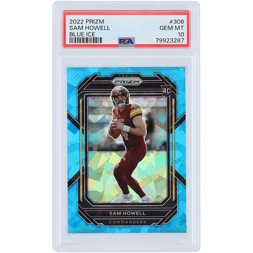 Sam Howell Washington Commanders 2022 Panini Prizm Blue Ice Prizm #306 #30/99 PSA Authenticated 10 Rookie Card