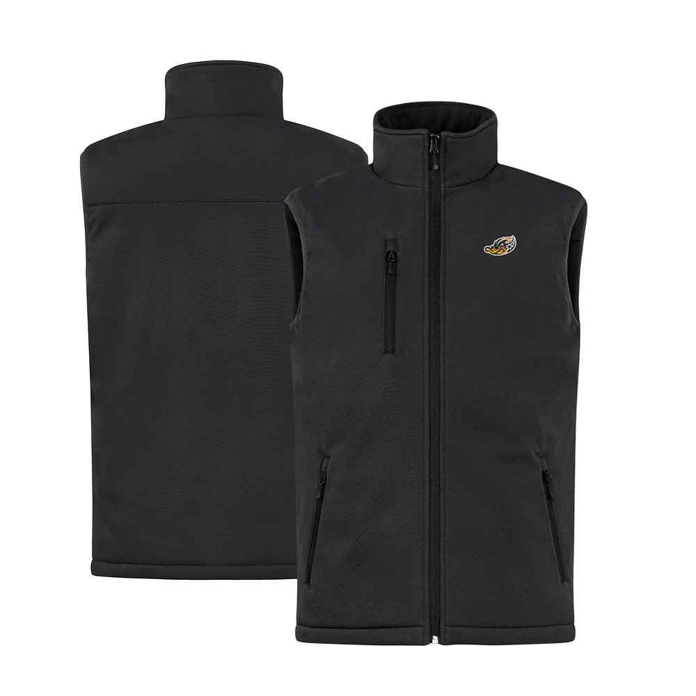 Men's Cutter & Buck Black Akron RubberDucks Clique Equinox Insulated Softshell Vest