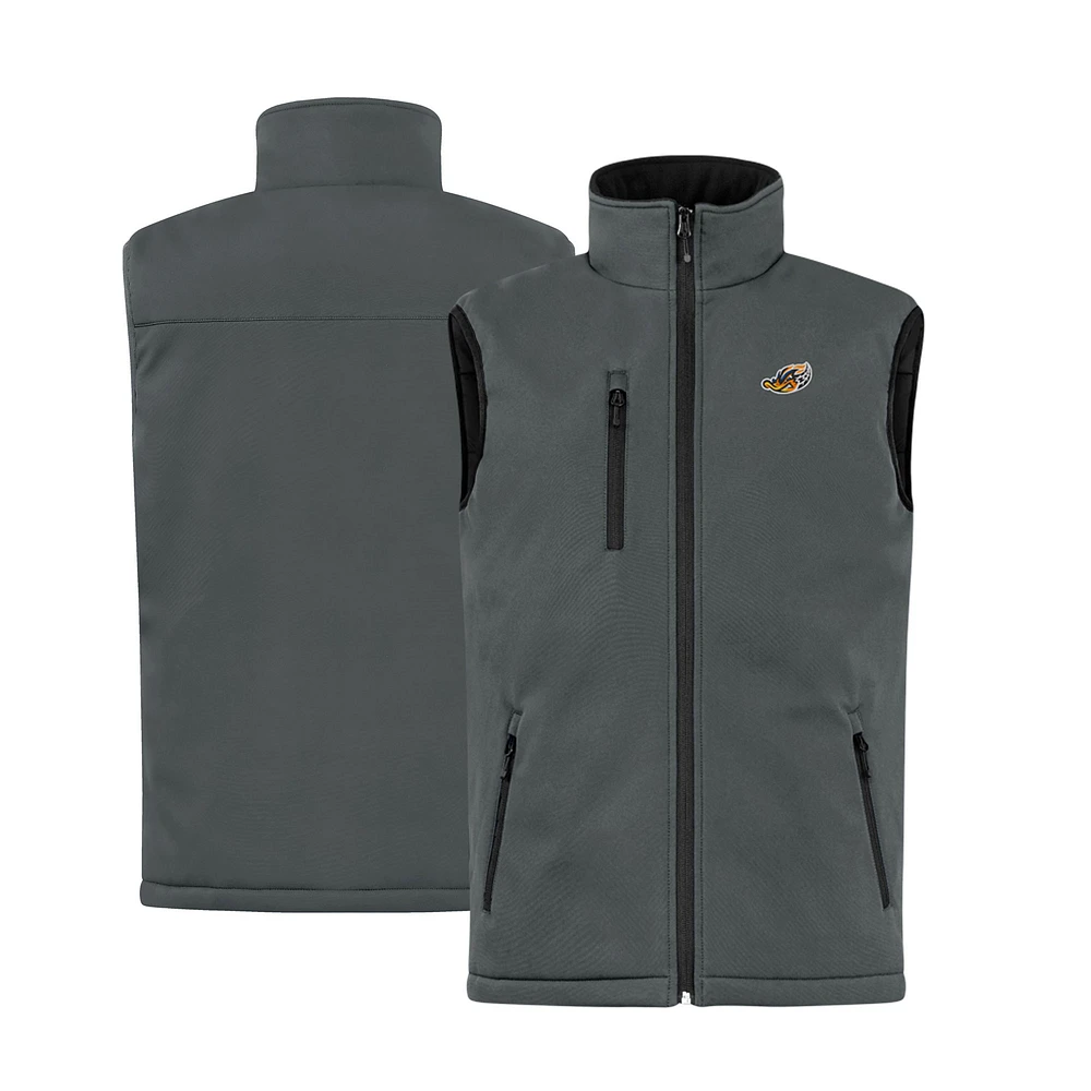 Men's Cutter & Buck Steel Akron RubberDucks Clique Equinox Insulated Softshell Vest