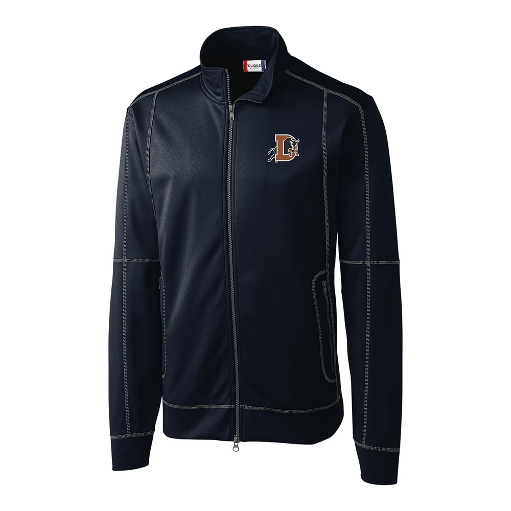 Men's Cutter & Buck Navy Durham Bulls Clique Helsa Performance Full-Zip Knit Jacket
