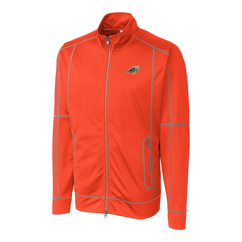 Men's Cutter & Buck Orange Akron RubberDucks Clique Helsa Performance Full-Zip Knit Jacket