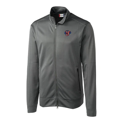 Men's Cutter & Buck Gray Jacksonville Jumbo Shrimp Clique Helsa Performance Full-Zip Knit Jacket