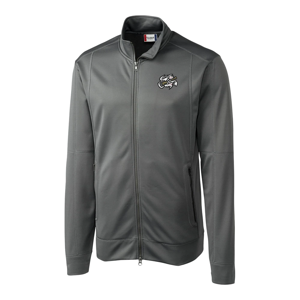Men's Cutter & Buck Gray Omaha Storm Chasers Clique Helsa Performance Full-Zip Knit Jacket