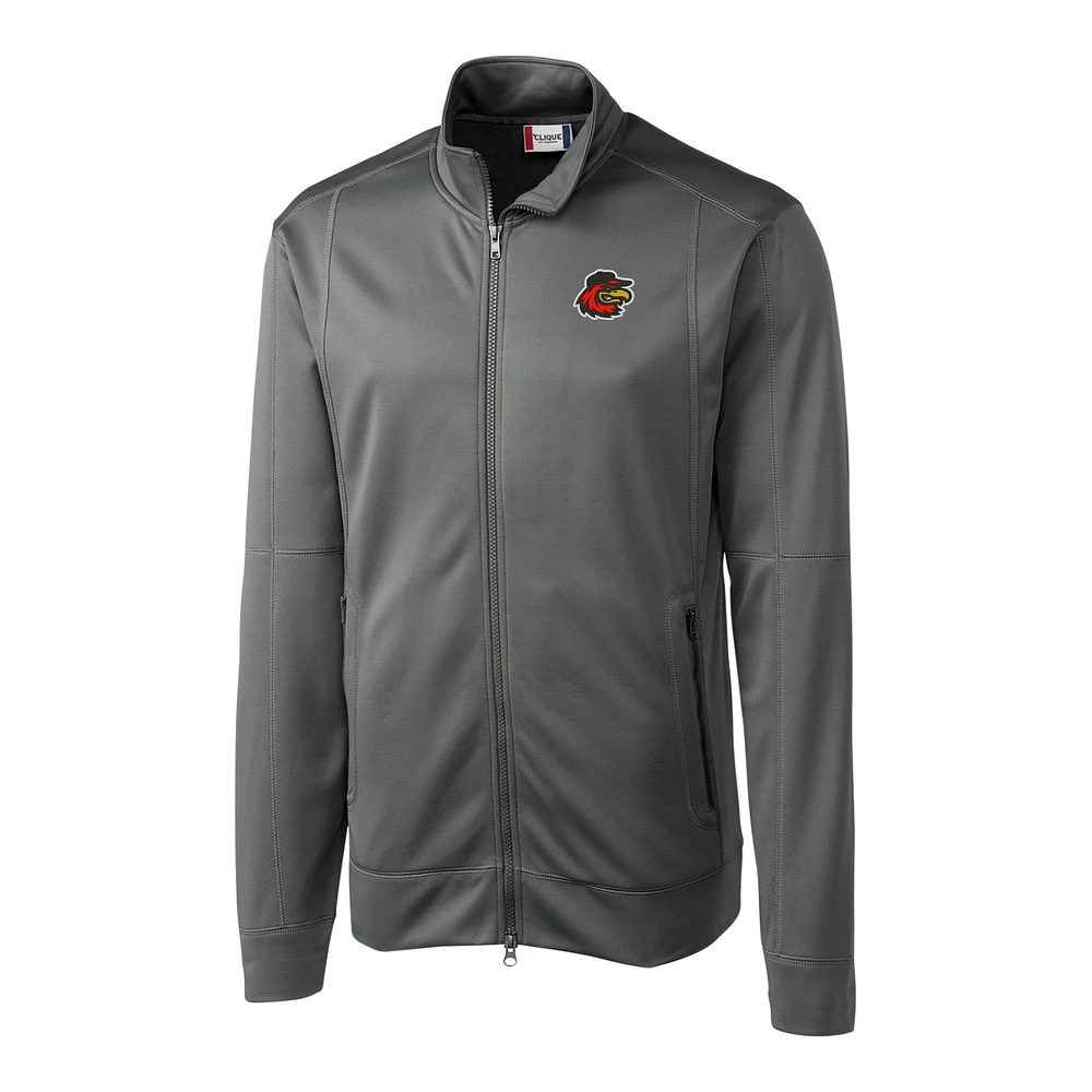 Men's Cutter & Buck Gray Rochester Red Wings Clique Helsa Performance Full-Zip Knit Jacket