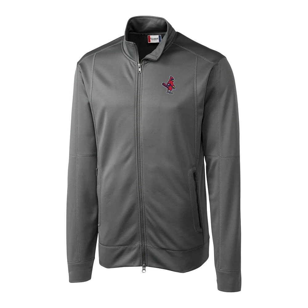 Men's Cutter & Buck Gray Memphis Redbirds Clique Helsa Performance Full-Zip Knit Jacket