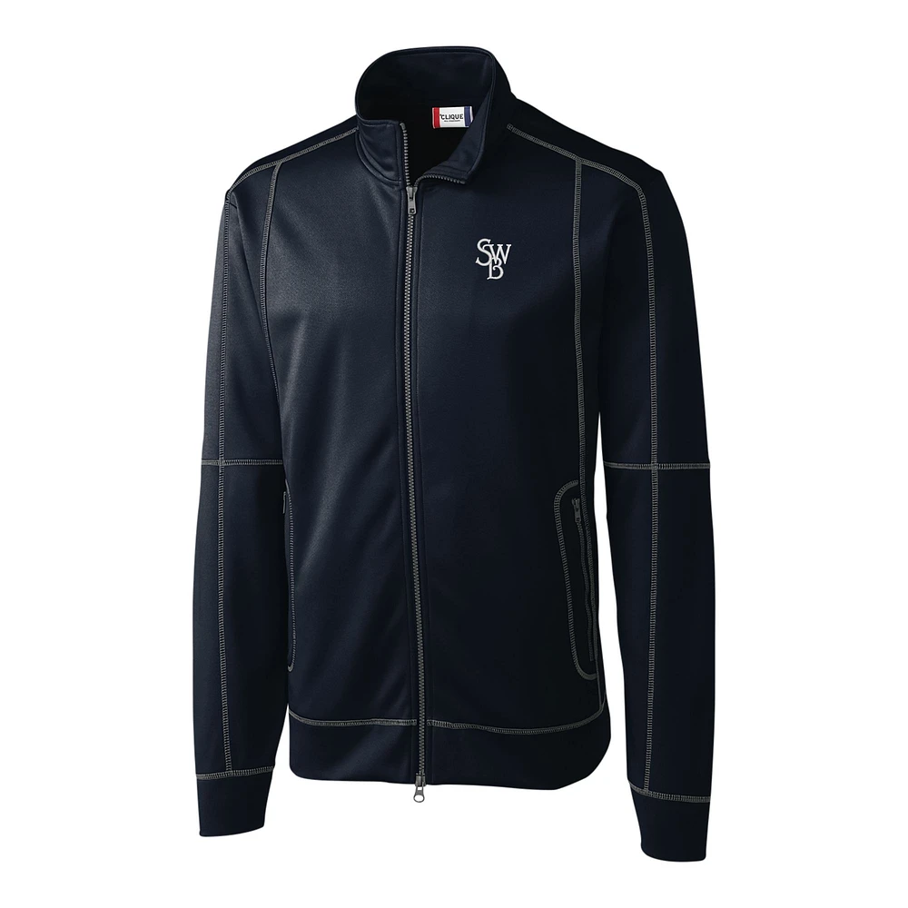 Men's Cutter & Buck Navy Scranton Wilkes-Barre RailRiders Clique Helsa Performance Full-Zip Knit Jacket