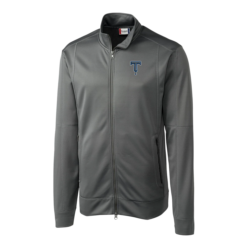 Men's Cutter & Buck Gray Tulsa Drillers Clique Helsa Performance Full-Zip Knit Jacket