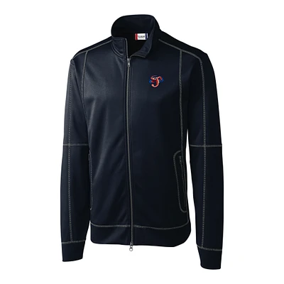 Men's Cutter & Buck Navy Jacksonville Jumbo Shrimp Clique Helsa Performance Full-Zip Knit Jacket