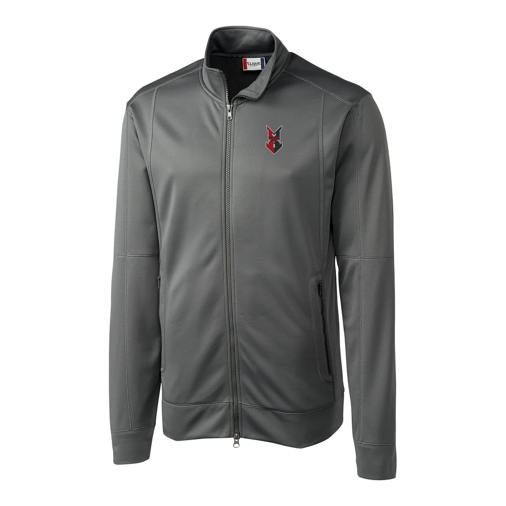 Men's Cutter & Buck Gray Indianapolis Indians Clique Helsa Performance Full-Zip Knit Jacket