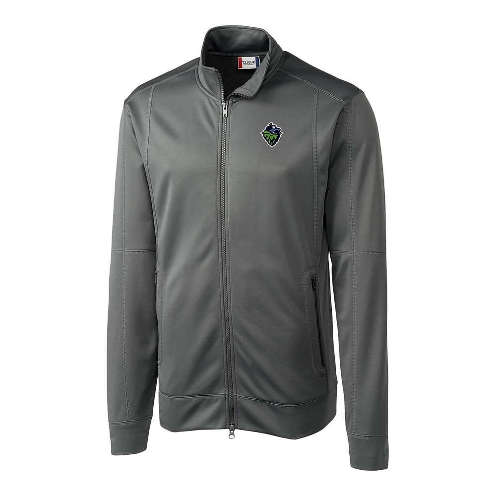 Men's Cutter & Buck Gray Hillsboro Hops Clique Helsa Performance Full-Zip Knit Jacket