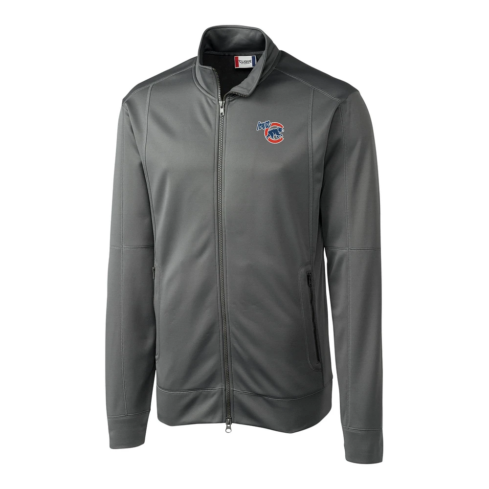Men's Cutter & Buck Gray Iowa Cubs Clique Helsa Performance Full-Zip Knit Jacket