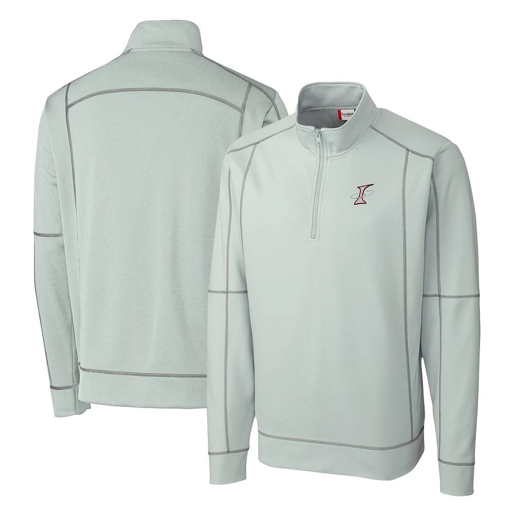 Men's Cutter & Buck Gray Albuquerque Isotopes Clique Helsa Performance Half-Zip Knit Pullover