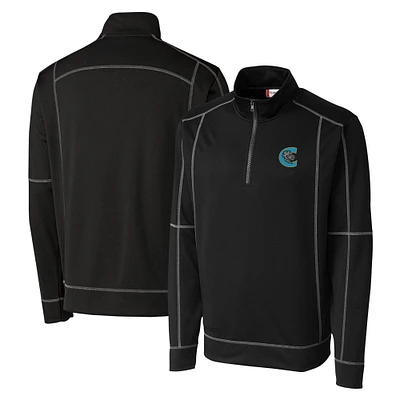 Men's Cutter & Buck Charlotte Knights Clique Helsa Performance Half-Zip Knit Pullover
