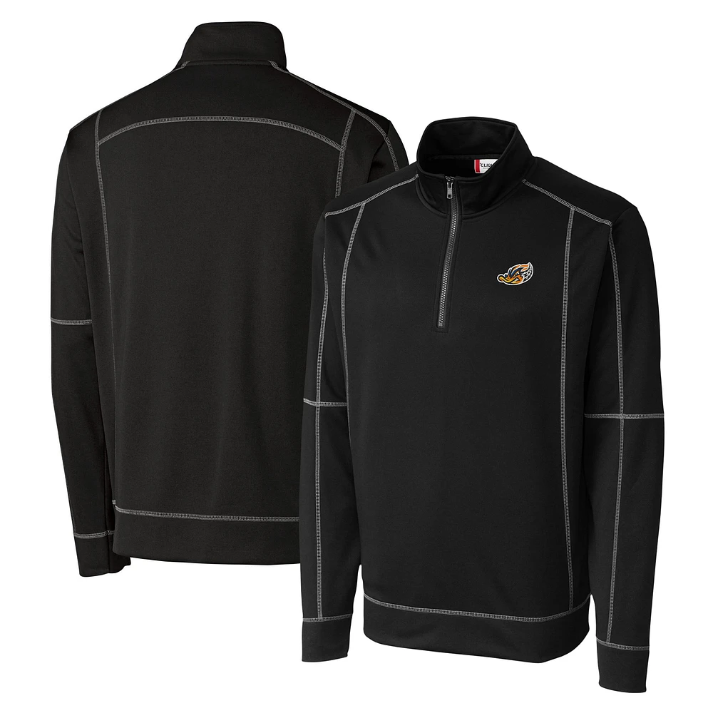Men's Cutter & Buck Akron RubberDucks Clique Helsa Performance Half-Zip Knit Pullover