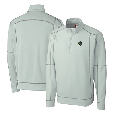 Men's Cutter & Buck Gray Hillsboro Hops Clique Helsa Performance Half-Zip Knit Pullover