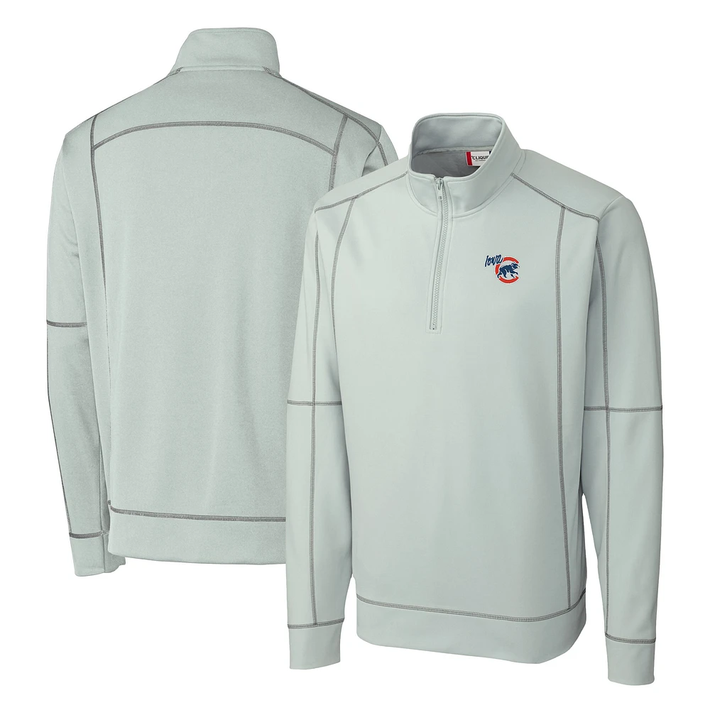 Men's Cutter & Buck Gray Iowa Cubs Clique Helsa Performance Half-Zip Knit Pullover