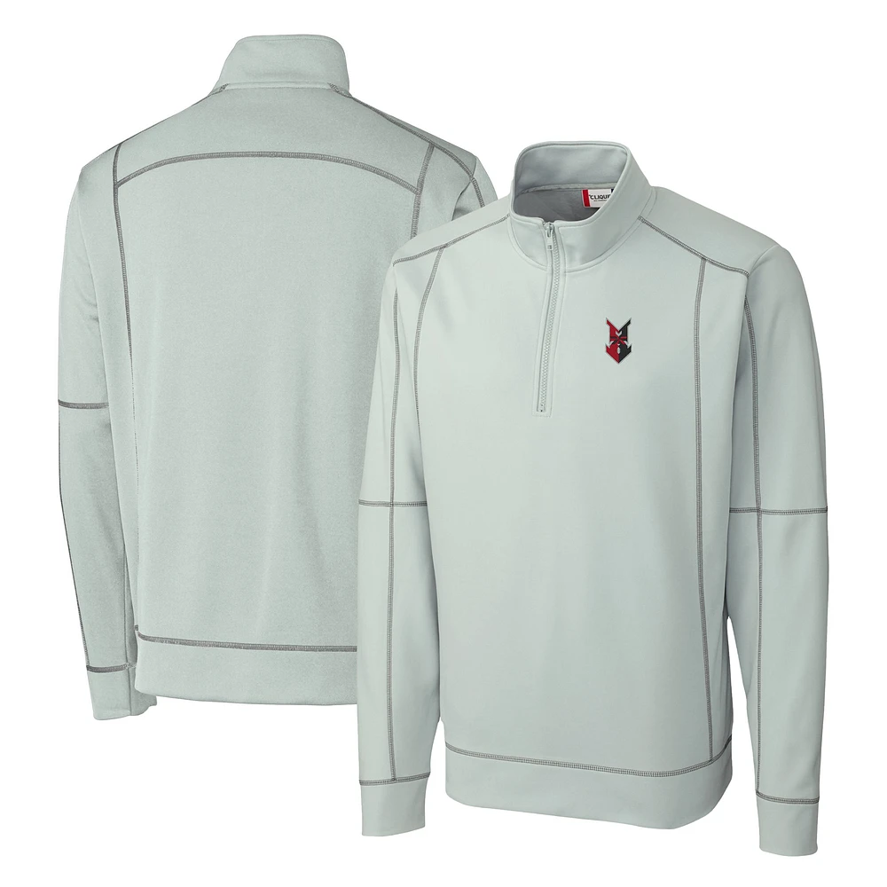 Men's Cutter & Buck Gray Indianapolis Indians Clique Helsa Performance Half-Zip Knit Pullover