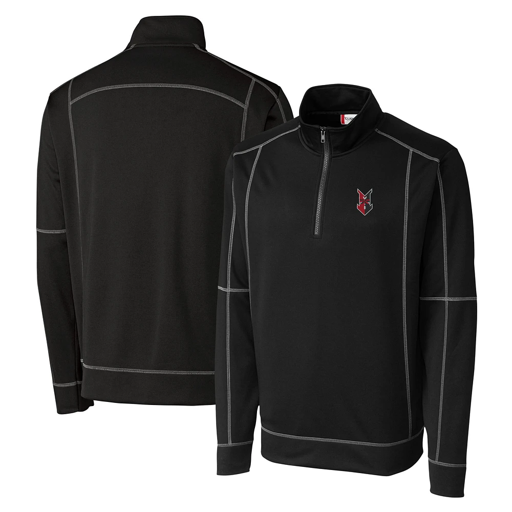 Men's Cutter & Buck Black Indianapolis Indians Clique Helsa Performance Half-Zip Knit Pullover