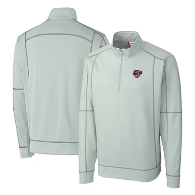 Men's Cutter & Buck Gray Jacksonville Jumbo Shrimp Clique Helsa Performance Half-Zip Knit Pullover