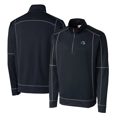 Men's Cutter & Buck Navy Gwinnett Stripers Clique Helsa Performance Half-Zip Knit Pullover
