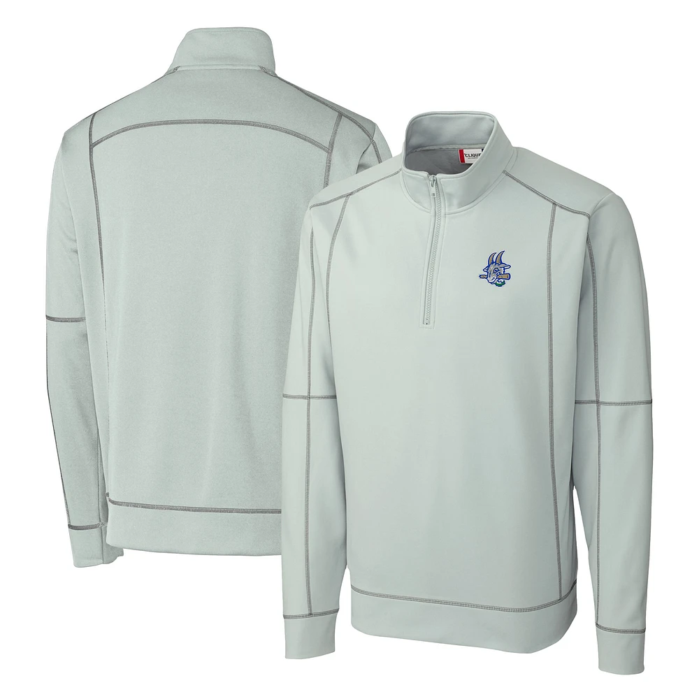 Men's Cutter & Buck Gray Hartford Yard Goats Clique Helsa Performance Half-Zip Knit Pullover
