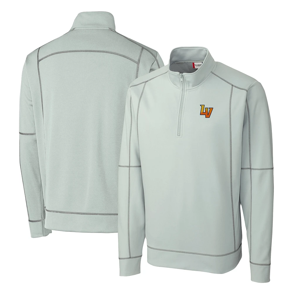 Men's Cutter & Buck Gray Las Vegas 51s Clique Helsa Performance Half-Zip Knit Pullover