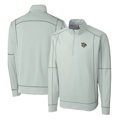 Men's Cutter & Buck Gray Lehigh Valley IronPigs Clique Helsa Performance Half-Zip Knit Pullover