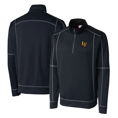 Men's Cutter & Buck Navy Las Vegas 51s Clique Helsa Performance Half-Zip Knit Pullover