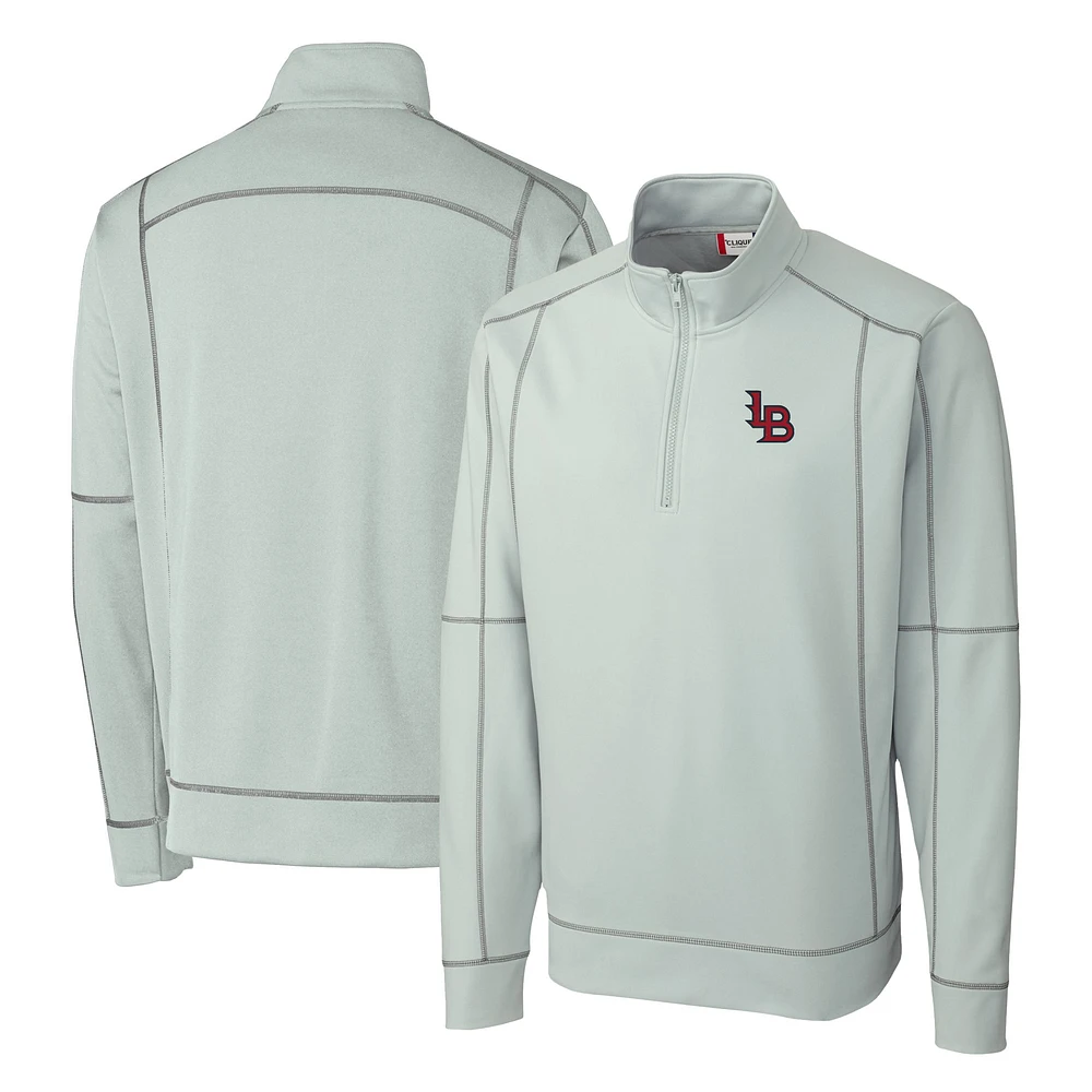 Men's Cutter & Buck Gray Louisville Bats Clique Helsa Performance Half-Zip Knit Pullover