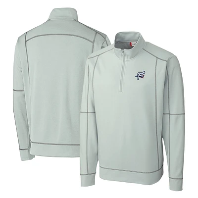 Men's Cutter & Buck Gray Reading Fightin Phils Clique Helsa Performance Half-Zip Knit Pullover