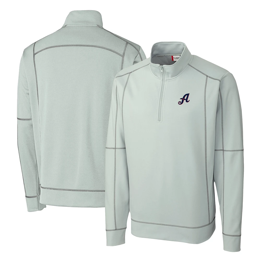 Men's Cutter & Buck Gray Reno Aces Clique Helsa Performance Half-Zip Knit Pullover