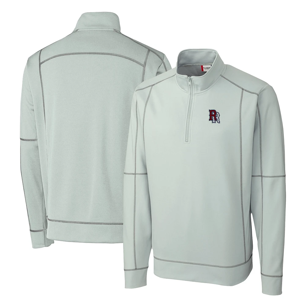 Men's Cutter & Buck Gray Round Rock Express Clique Helsa Performance Half-Zip Knit Pullover