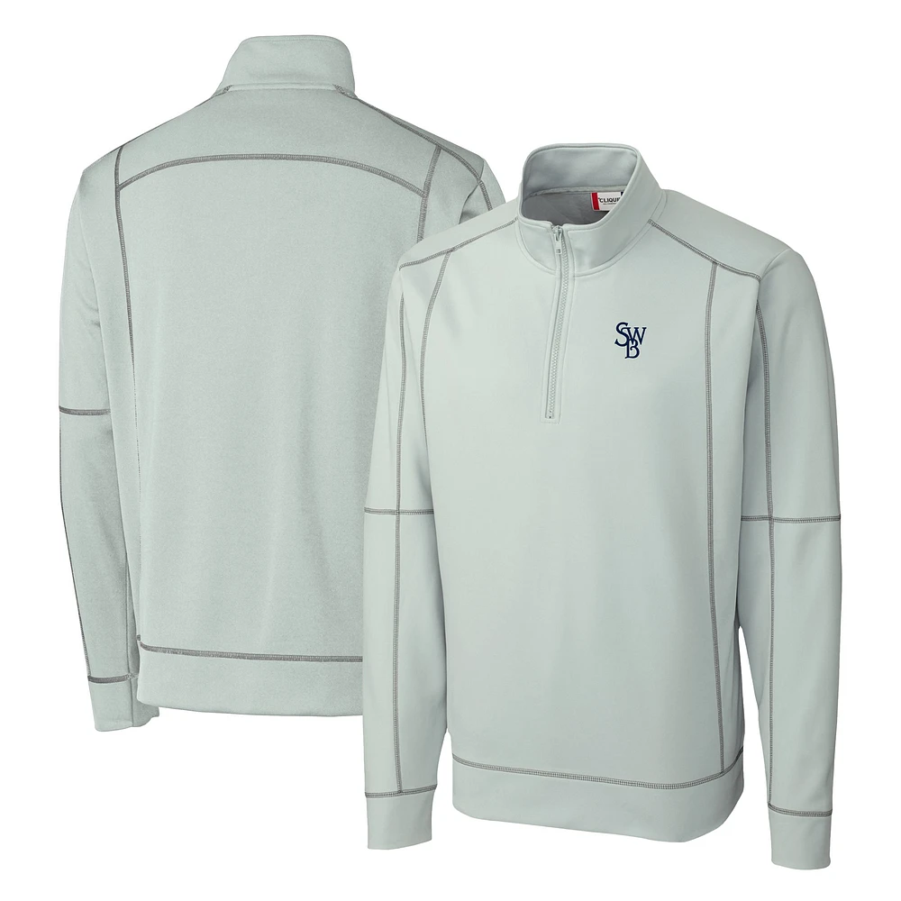 Men's Cutter & Buck Gray Scranton Wilkes-Barre RailRiders Clique Helsa Performance Half-Zip Knit Pullover