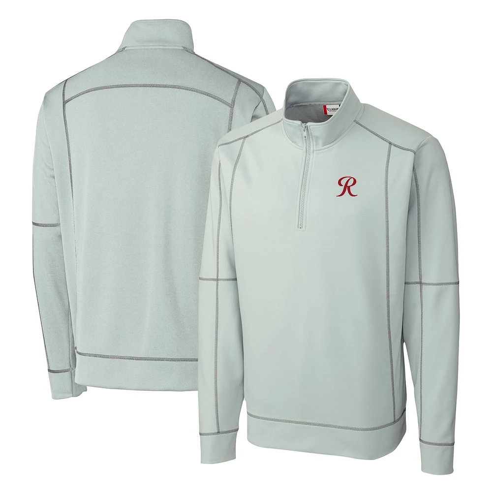 Men's Cutter & Buck Gray Tacoma Rainiers Clique Helsa Performance Half-Zip Knit Pullover