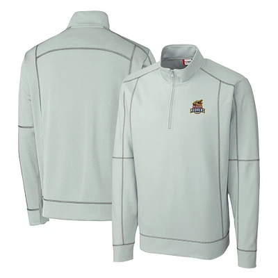 Men's Cutter & Buck Gray Toledo Mud Hens Clique Helsa Performance Half-Zip Knit Pullover