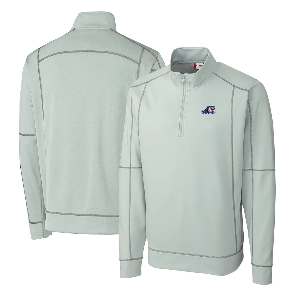 Men's Cutter & Buck Gray West Michigan Whitecaps Clique Helsa Performance Half-Zip Knit Pullover